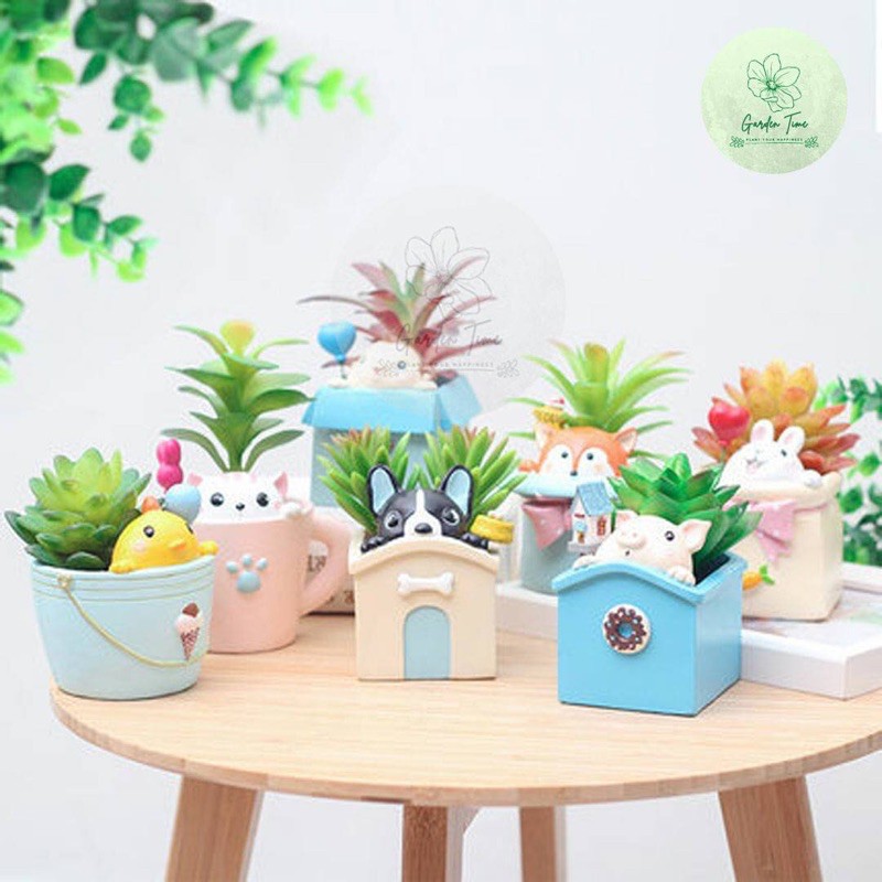 พร้อมส่งจากไทย Animal Resin Small Pots แคตตัส กุหลาบหิน กระบองเพชร ไม้อวบน้ำ เล็ก จิ๋ว จัดสวน ต้นไม้ เรซิ่น สัตว์