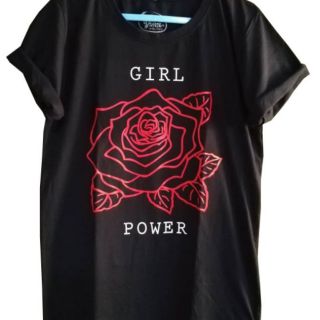 เสื้อยืด Girl Power พลังผู้หญิง สีดำ สนับสนุนพลังของผู้หญิง S/M/L ใหม่