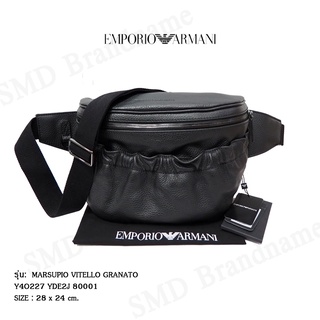 Emporio Armani กระเป๋าคาดอกสีดำ  รุ่น  MARSUPIO VITELLO GRANATO  Code: Y4O227 YDE2J 80001