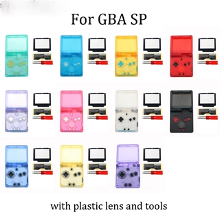 Replacement Transparent Full Housing Shell Case Repair Parts Kit w/Lens&amp;Screwdriver for Nintendo Gameboy Advance SP GBA SP Console