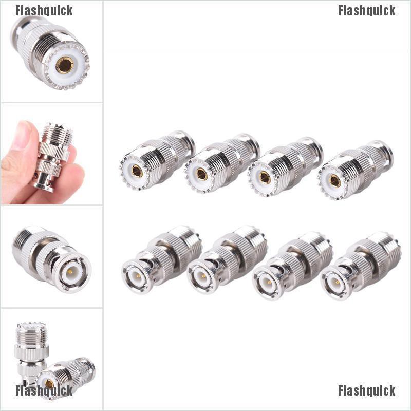 อะแดปเตอร์เชื่อมต่อ F lashquick BNC Male Plug to SO239 UHF PL-259 Jack RF Female Coaxial #8