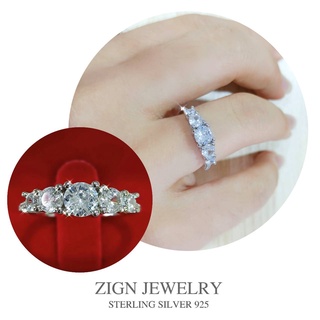 ZignJewelryแหวนเงินแท้ 925 รุ่นRS0039 เคลือบทองคำขาว