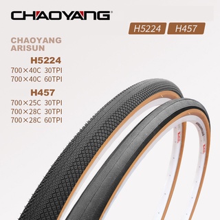 Chaoyang ยางล้อรถจักรยาน ขอบสีเหลือง 700*25C 28C 40C 700C H457 H5224