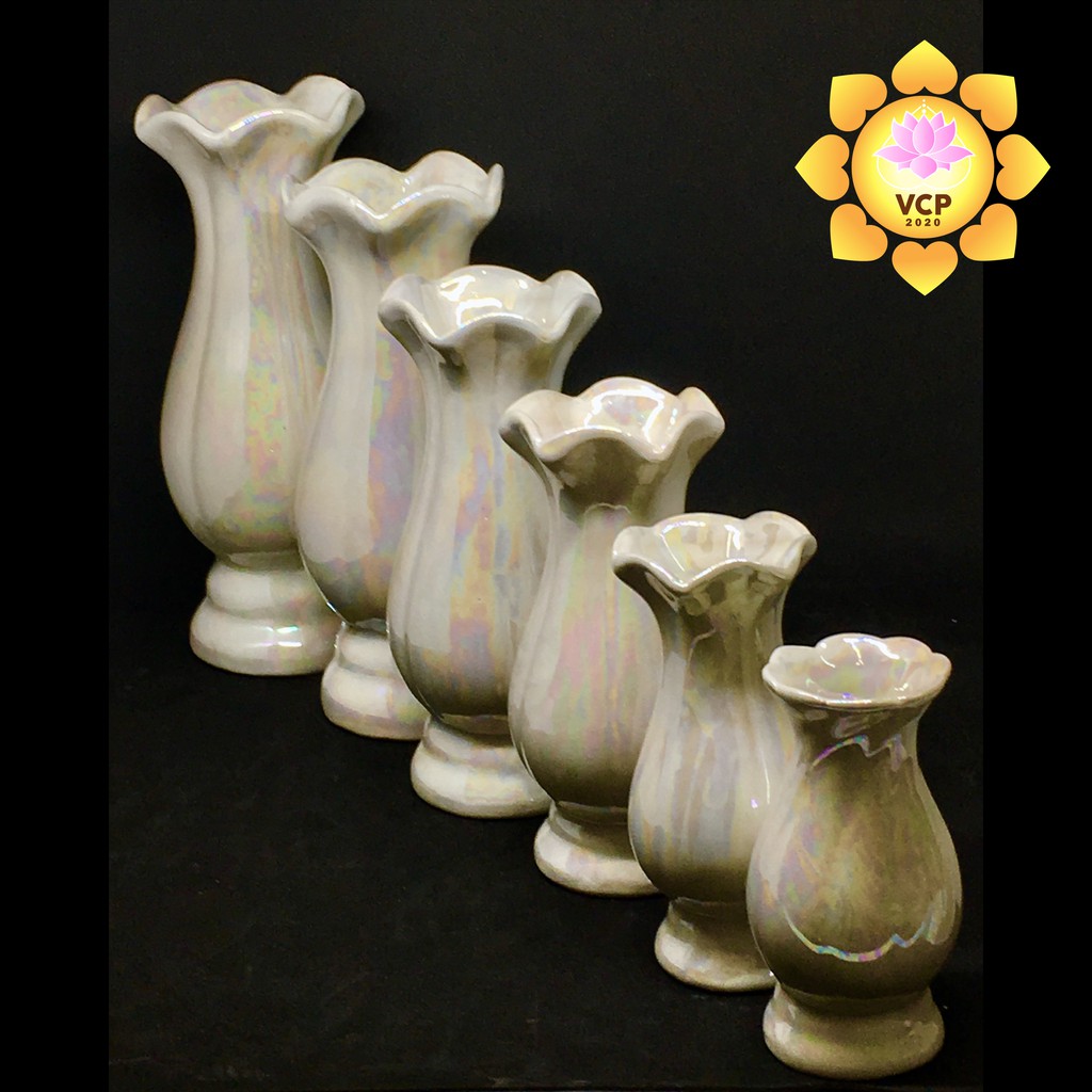 แจกันขาวมุก เซรามิก (คู่) ขนาด 4/5/6/7/8/9 นิ้ว