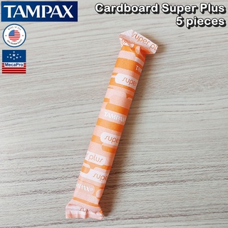 Tampax® Cardboard Super Plus Tampons 5 Count ผ้าอนามัยแบบสอด สำหรับวันมามาก ปราศจากน้ำหอม สีย้อม และสารฟอกสี