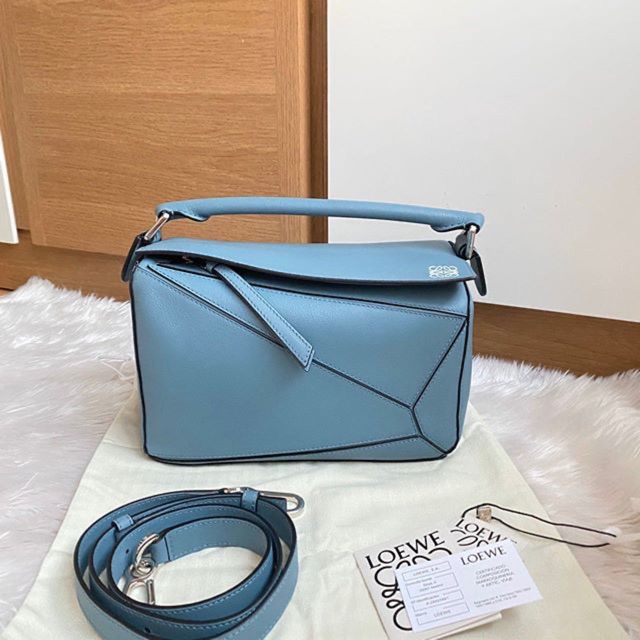 loewe puzzle bag small stone blue