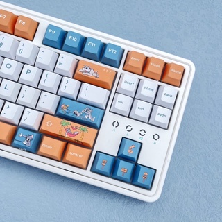 Tom and Jerry Keycaps Cherry Profile การ์ตูนอะนิเมะ Keycaps PBT DYE-SUB คีย์บอร์ด Keycaps 134 คีย์