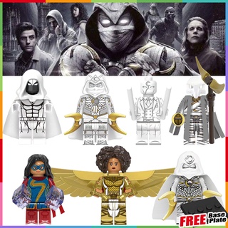 นางสาว. ฟิกเกอร์ Marvel Minifigures Moon Knight Steven Grant Marvel Super Hero Khonsu Secret Avengers ขนาดเล็ก