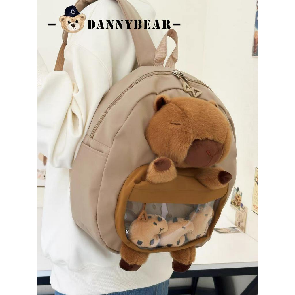 ♞,♘Danny Bear Cute Capybara Backpack Women's Large Capacity Cartoon Funny Capibala Soft Girl Girl S