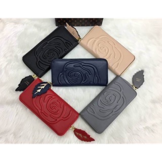 !LYN ROSIE LONG WALLET BAG พร้อมส่งอีกรอบ สำหรับรุ่นขายดี!!กระเป๋าสตางค์ใบยาวซิปรอบ ด้านหน้าลายดอกกุหลาบนูนแบบ3D