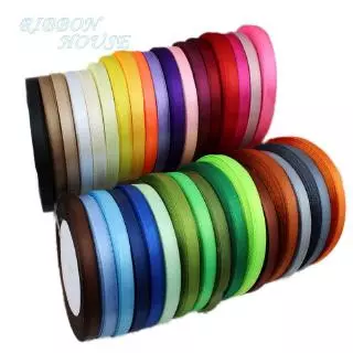 ขายส่ง (25 หลา/ม้วน) 6 มม.ริบบิ้นซาตินบรรจุภัณฑ์ของขวัญตกแต่งคริสต์มาส ทําเอง ริบบิ้นม้วนผ้า