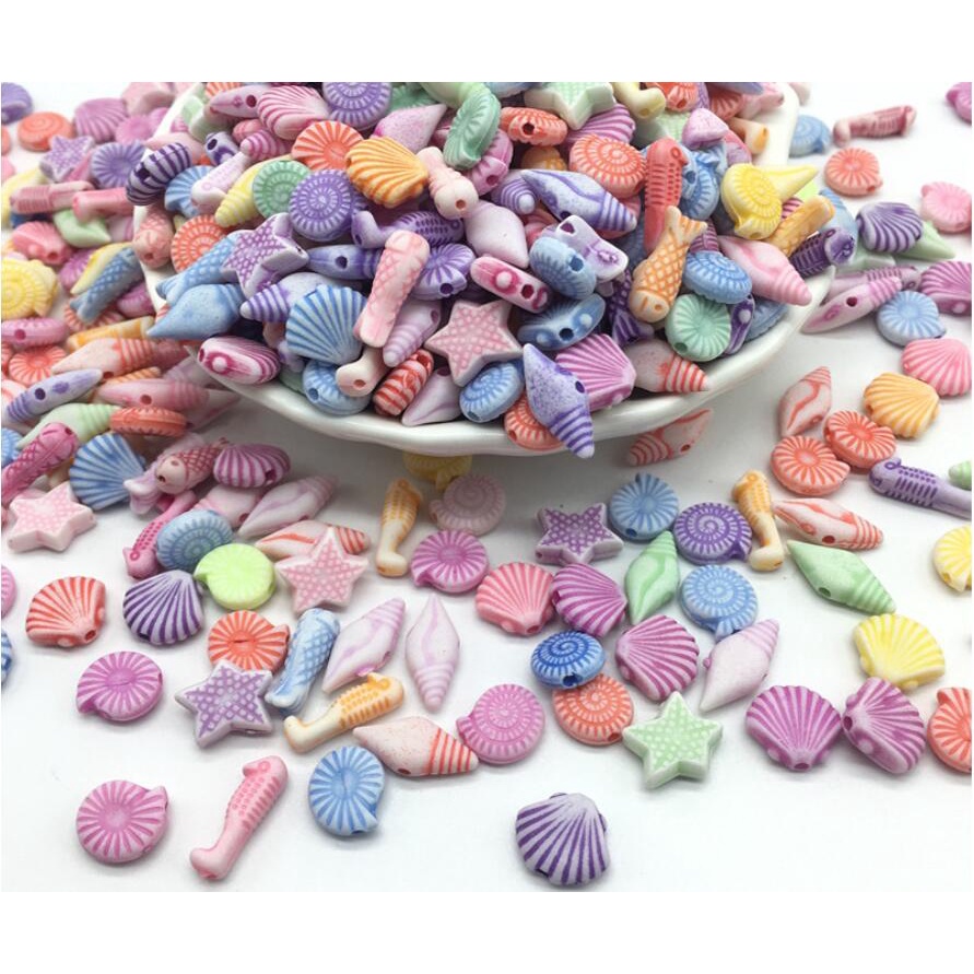 100 ชิ้น/แพ็คอะคริลิค Sea Series ปลา/Conch/Shell หลวม Charm ลูกปัดสําหรับ DIY เด็กสร้อยคอ/สร้อยข้อมื