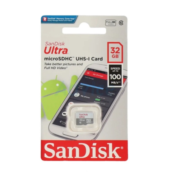 Micro SD Card 32GB  SANDISK ULTRA SDSQUNR-032G-GN3MN (100MBs,)