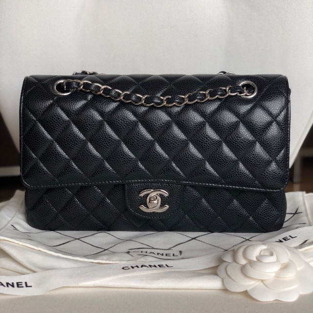 Chanel Classic 10” Black Caviar SHW