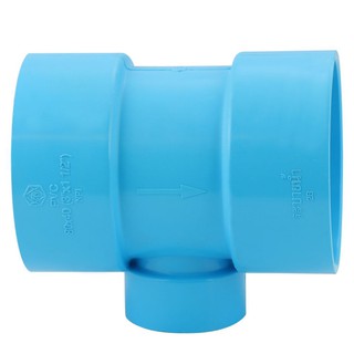 Joints REDUCING FAUCET TEE PVC SOCKET SCG 3"X1 1/2" LITE BLUE Pipe fitting Water supply system ข้อต่อ ข้อต่อสามทางลด-บาง