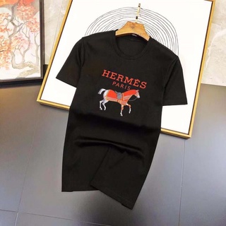 Hermes ใหม่ เสื้อยืดแขนสั้น คอปก สีขาว เข้ากับทุกการแต่งกาย แฟชั่นสําหรับผู้ชาย และผู้หญิง