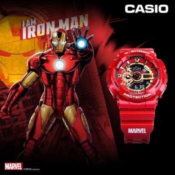 Casio G-Shock นาฬิกาข้อมือผู้ชาย สายเรซิน รุ่น GA-110IRONMAN-4PR x IRONMAN LIMITED EDITION - สีแดง(กล่องยับ)