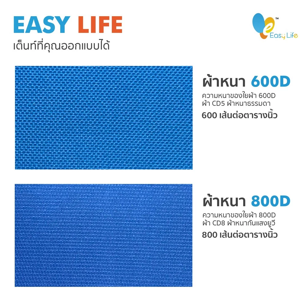 ผ้าใบเต็นท์ Easy life หนา 600D-800D กันน้ำกันแดด thumbnail 8