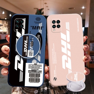 เคสโทรศัพท์มือถือ ขอบสี่เหลี่ยม ลาย DHL NASA พร้อมแหวนขาตั้ง สําหรับ Realme C21Y C25Y C25S C15 C12 C11 2021 Realme 8 Pro 7 X7 Pro 5i 6i