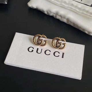 Gucci ต่างหูสตั๊ด เหล็กไทเทเนียม รูปโลโก้ตัวอักษร เครื่องประดับ สําหรับผู้หญิง