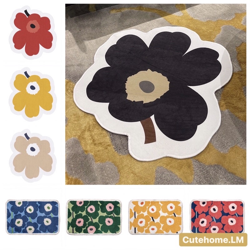 พร้อมส่ง พรมเช็ดเท้าขนนุ่ม ขนาด40*60ซม พรมแต่งห้องลายดอกไม้สไตล์เกาหลี