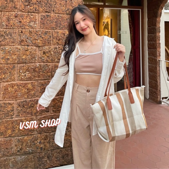 กระเป๋าสะพายข้างแฟชั่น Linda กระเป๋าผ้า กระเป๋าแคนวาส (A181)