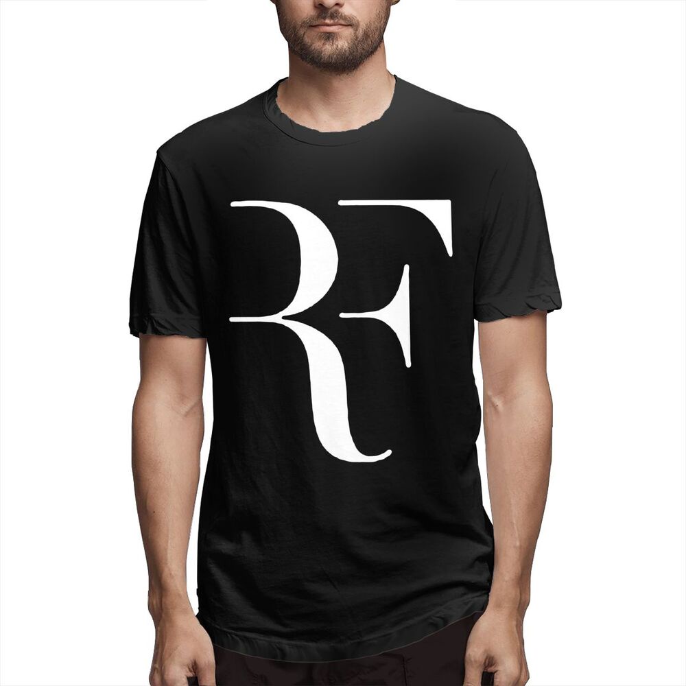 T-shirt  【XS-3XL】เสื้อยืดคอกลม ผ้าฝ้าย พิมพ์ลายโลโก้ Roger Federer Rf สีดํา สําหรับผู้ชาย วันขอบคุณพระเจ้า วันเกิดS-5XL