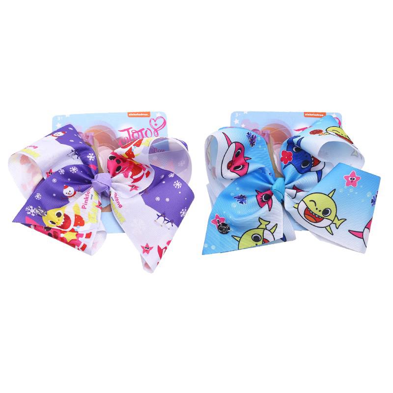 8" JoJo Siwa Bows Baby Shark Hair Clip Large Rainbow กิ๊บติดผมเด็กคันธนูยูนิคอร์นขนาดใหญ่