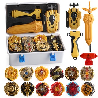 สีทอง beyblade 12 ชิ้น set ตัวเรียกใช้ beyblade สนามกีฬา beyblade กล่อง golden beyblade