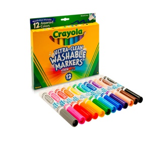 Crayola เครโยล่า สีเมจิกล้างออกได้ อัลตร้าคลีน 12 สี หัวใหญ่ สำหรับเด็ก อายุ 4 ปี ขึ้นไป