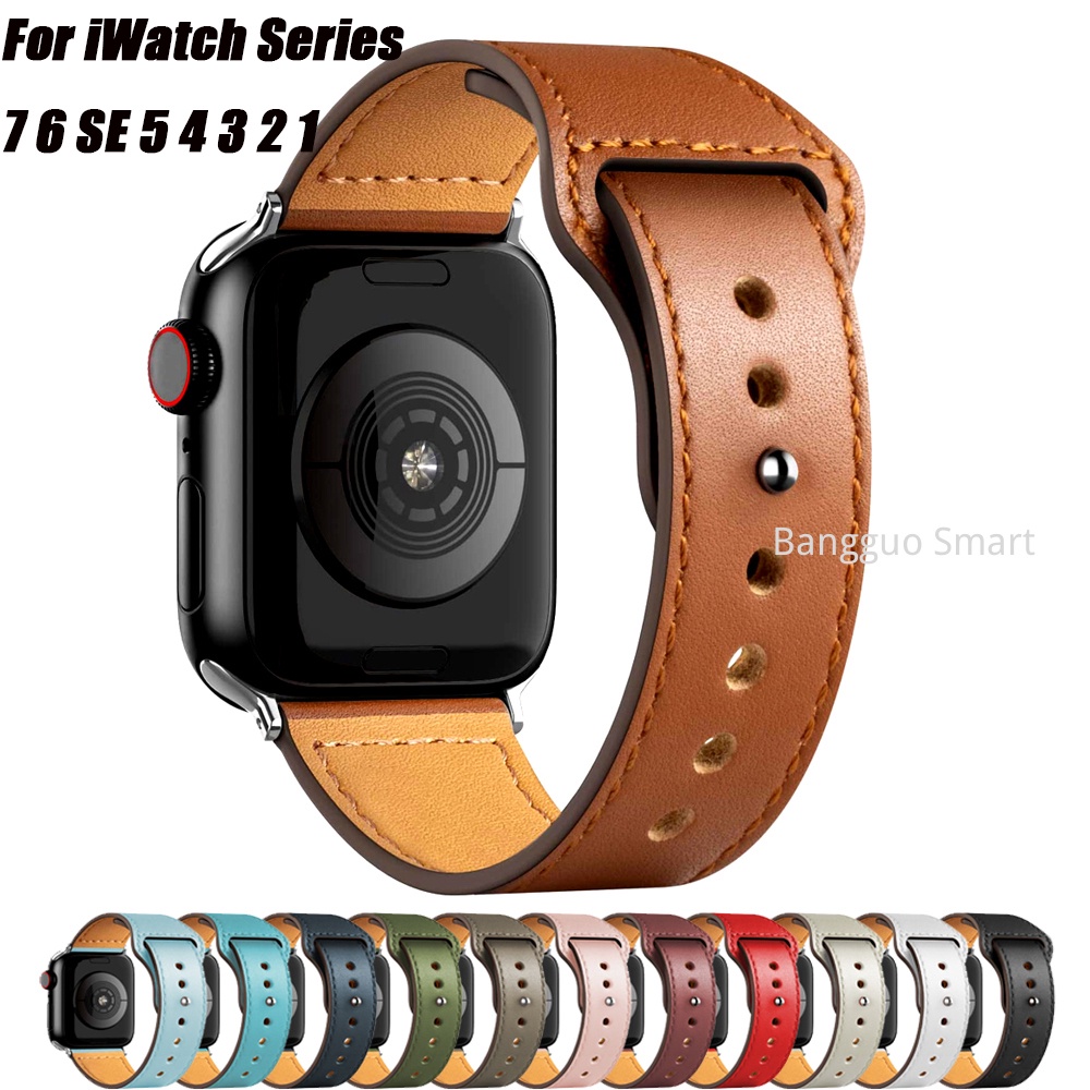 สายนาฬิกาข้อมือหนัง สําหรับ Apple Watch Band 44 มม. 45 มม. 41 มม. 40 มม. 42 มม. 38 มม.