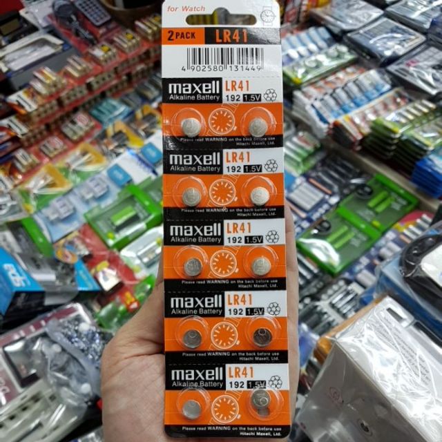 ถ่านกระดุม Maxell LR41 1.5V Alkaline Battery 1แพค 10ก้อน
