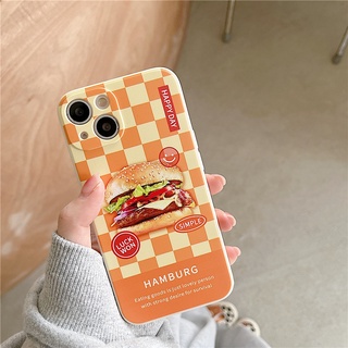 เคสป้องกันโทรศัพท์มือถือ แบบนิ่ม ลายแฮมเบอร์เกอร์ สําหรับ Apple Iphone 678plus xsmax xr 11pro 12 14promax 13mini