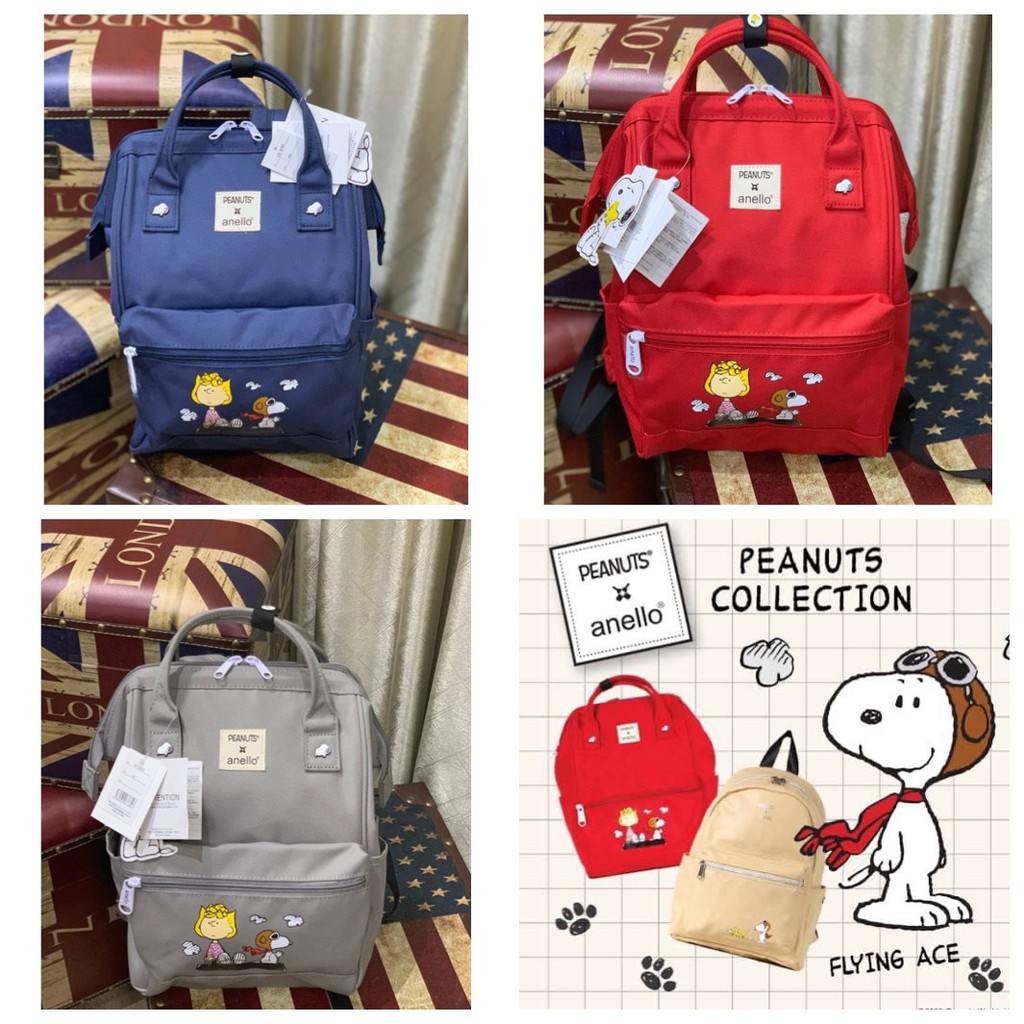 กระเป๋าเป้ กระเป๋าสะพาย ใบเล็ก  ANELLO x Peanuts Backpack (Mini) os-s042 ได้ Collaboration