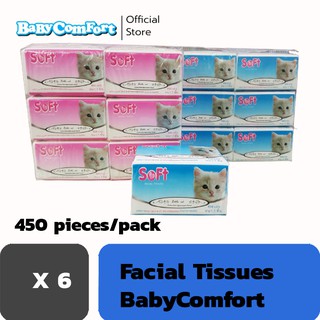 Kudzun กระดาษทิชชู่ กระดาษเช็ดหน้า  SOFT (  6ห่อ  ) BabyComfort