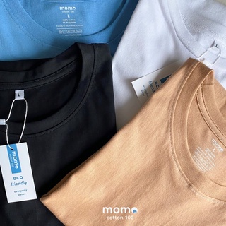 MOMO Cotton 100 เสื้อยืด รุ่น Basic สีขาว I สีดำ I สีชานม I สีฟ้าโมโม่