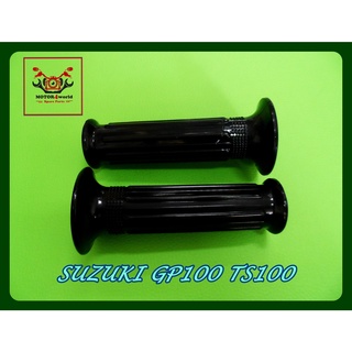 SUZUKI GP100 TS100 HANDLE GRIP RUBBER "BLACK" // ปลอกมือ ปลอกแฮนด์ "สีดำ" สินค้าคุณภาพดี