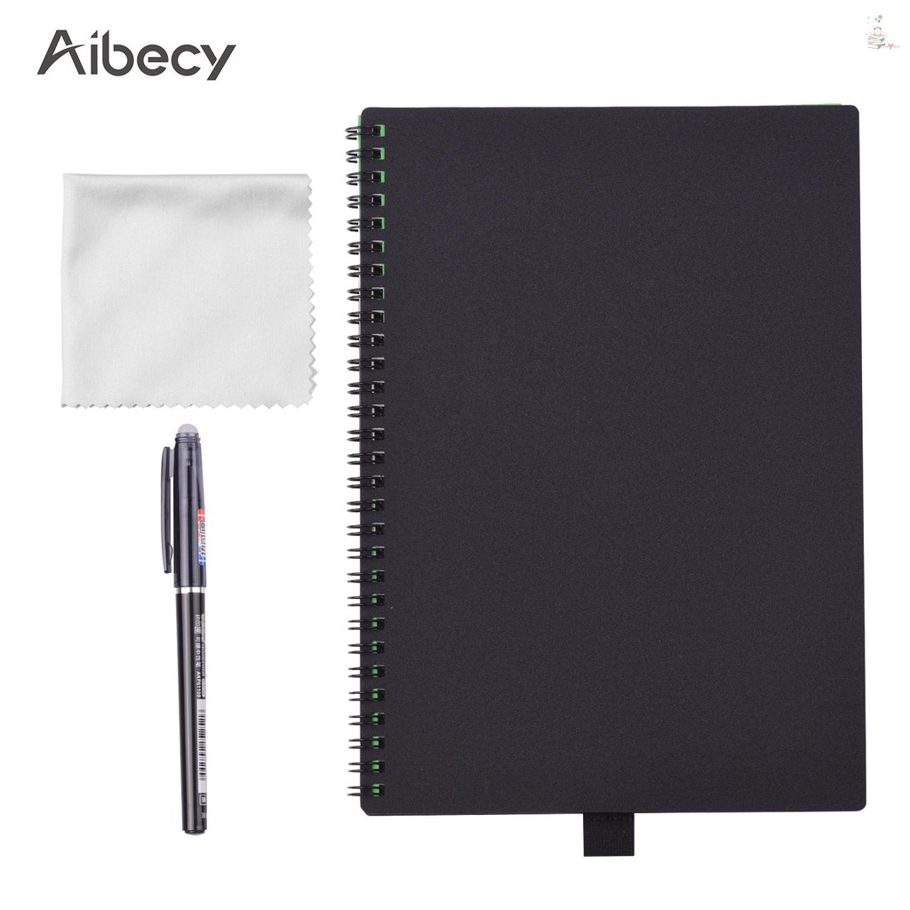 ➽T✬G Aibecy Erasable Reusable Smart Notebook Hardcover Writing Note Book Journal Wet Hot Erase B5 Size 30 Sheet with Era