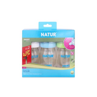 โฉมใหม่!!! NATUR เนเจอร์ ขวดนมคอกว้างสมาร์ทไบโอมิมิค PES ขวดสีชา รุ่น2ฟรี1(แพ็ค3ขวด) เลือกขนาด ที่ตัวเลือกสินค้า