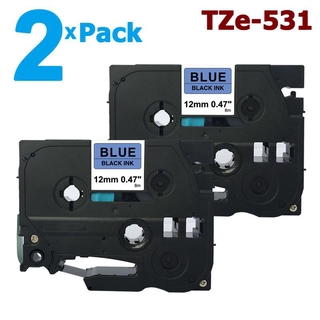 [สต็อกประเทศไทย]2 Pack 12mm Tze-531 Black on Blue Label Tape for Brother PTouch TZe531 Tze 531 Compatible with P-Touch P