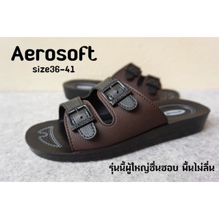 SIzE36-41 Aerosoft รองเท้าแตะ ผู้หญิง แบบสวม รุ่น LA2104 (ครีม/สีดำ)