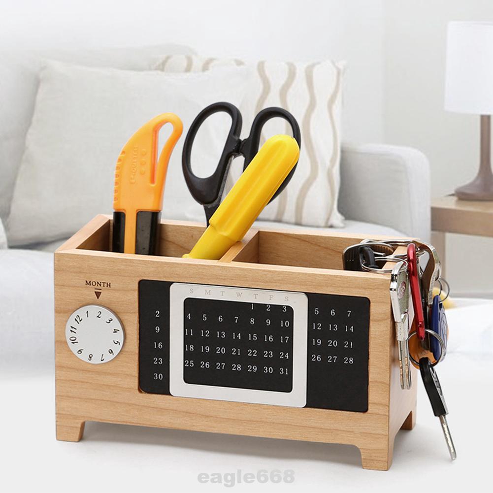 Storage Box Wooden With Calendar Container Desk Organizer Gift Office ...
