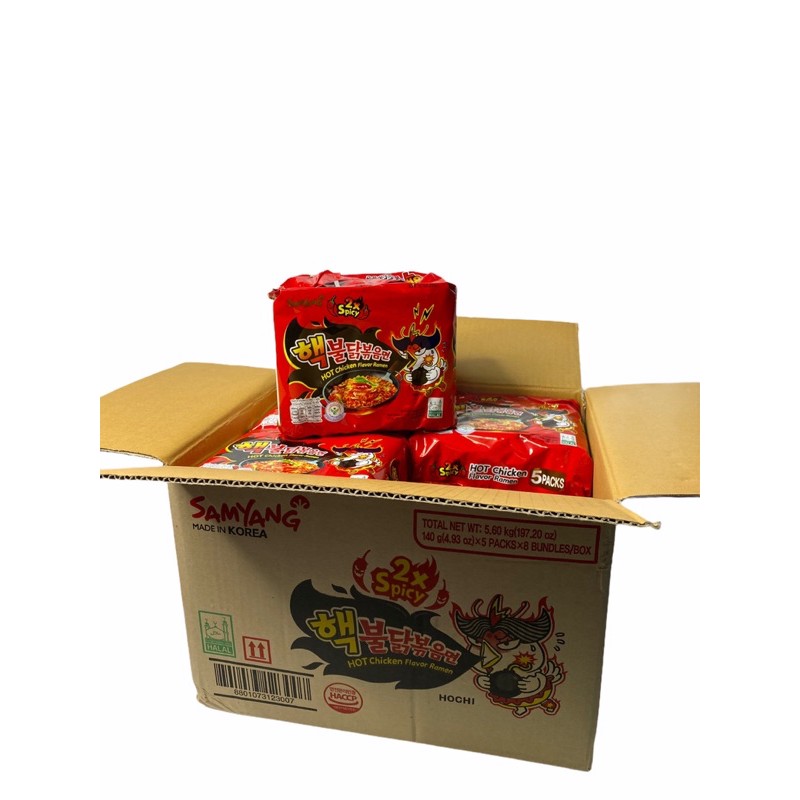 SAMYANG มาม่าเกาหลี เผ็ดxคูณ2 Spicy สีแดง!! 140g 1แพค/จำนวน5ซอง ราคาพิเศษ สินค้าพร้อมส่ง!!