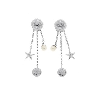 Aevari Seashell Earrings  925 Silver with Cubic Zirconia &amp; Rhodium Plated