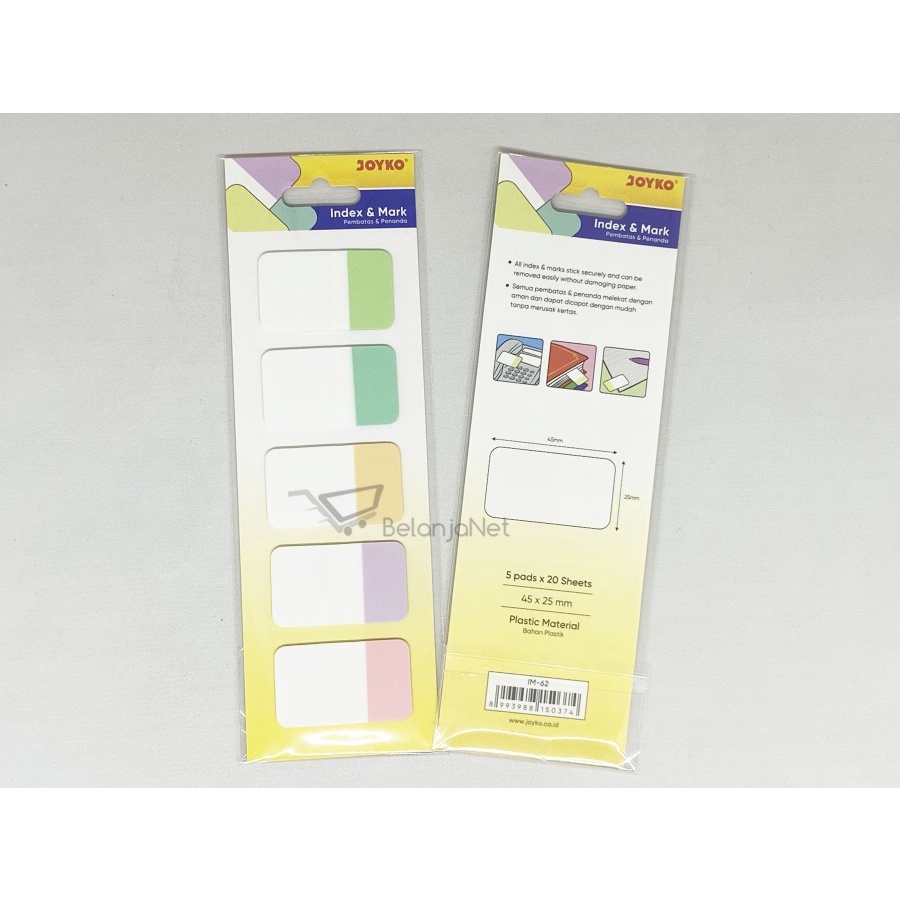 เครื่องหมายบุ๊คมาร์ค | Index Mark Joyko IM-62 45mm x 25mm พลาสติก