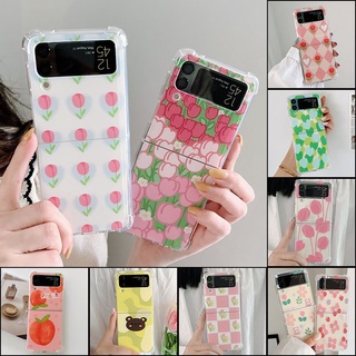 เคสโทรศัพท์มือถือ ผิวด้าน กันกระแทก ลายดอกไม้ทิวลิปน่ารัก สําหรับ Samsung Galaxy Z Flip 3 5G Z Flip 3 Zflip3 Z Flip3