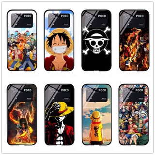 เคสโทรศัพท์มือถือกระจกนิรภัย แบบแข็ง กันกระแทก พิมพ์ลายอนิเมะ One Piece Luffy Zoro สําหรับ Xiaomi Poco x4 pro Poco x4 gt