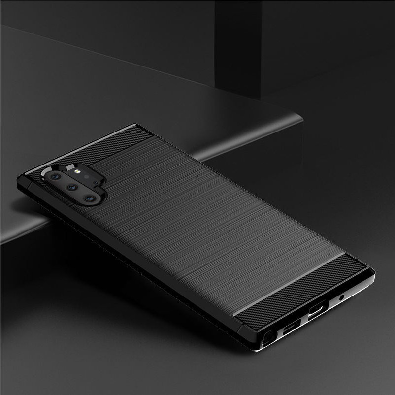 Samsung Galaxy Note 10 Plus Case เกราะกันกระแทกคาร์บอนไฟเบอร์ซิลิโคน TPU Soft Case GalaxyNote10 10+ Note10Plus Cover