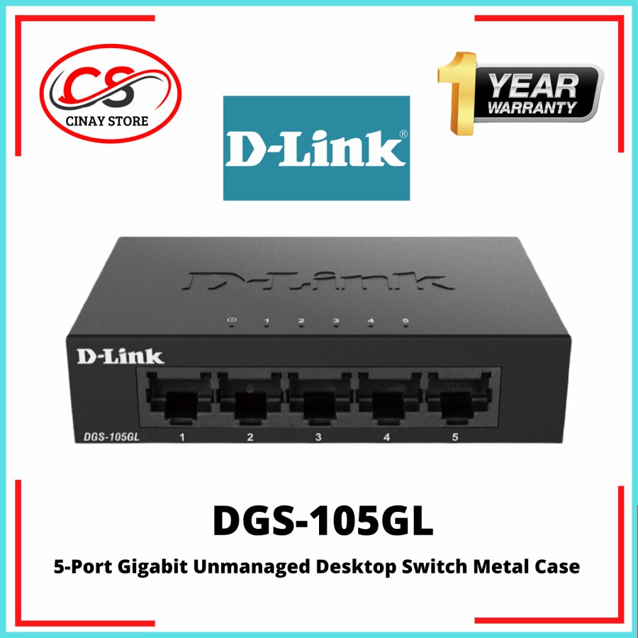 D-Link DGS-105 Gigabit 5Port Desktop Switch DGS105GLDLink ปลอกโลหะ
