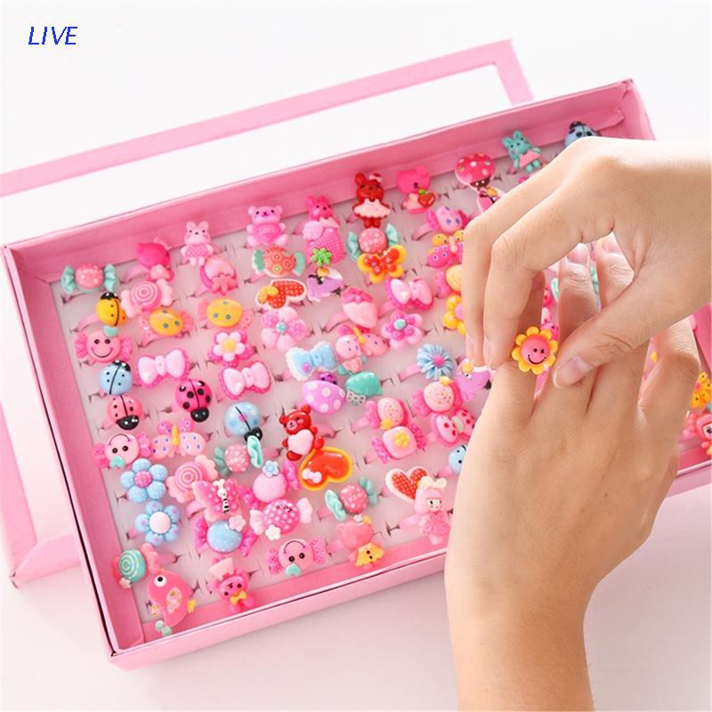10pcs/lot Children's Cartoon Rings Candy Flower Animal Shape Ring Set